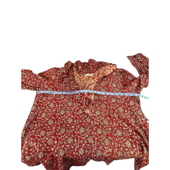 eShakti The Artisanal Collection Boho Bohemian Ruffle Collar Long Sleeve Blouse - Picture 13 of 15